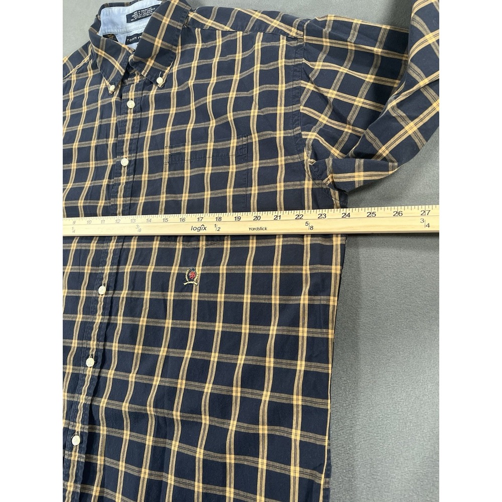 Vintage Tommy Hilfiger Button Down Shirt Sz Large Plaid Checkered Preppy 90s - Picture 7 of 11